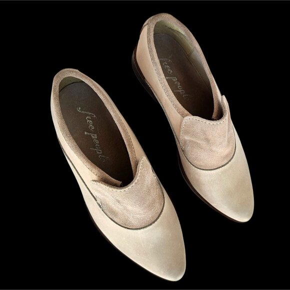 Free People Beige Leather Suede Loafers Women’s 38 Made in India - Picture 11 of 12
